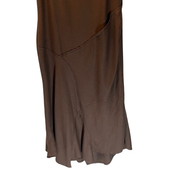 Crea Concept Brown Maxi Dress with Asymmetric Hem Avant-Garde Artistic Size Med - Picture 4 of 10